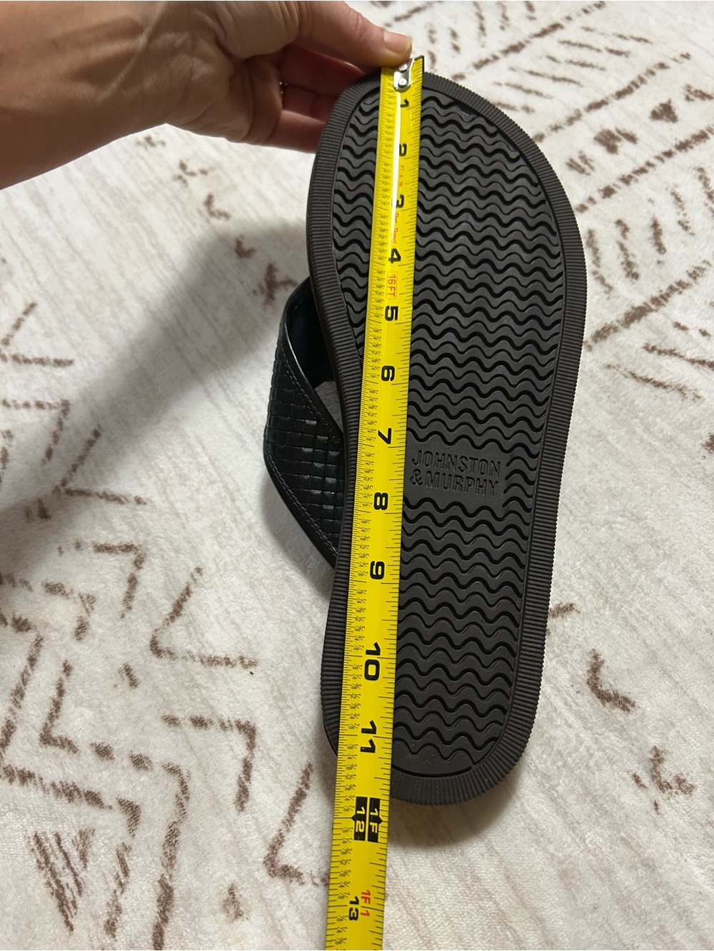 Johnston & Murphy Men’s Black Woven Leather Flip Flop Sandals Size 11M NWOT - Picture 8 of 8